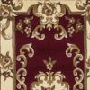 8' Red and Ivory Floral Border Runner Rug