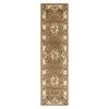8' Beige Ivory And Brown Floral Medallion Runner Rug