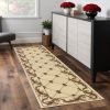 8' Ivory And Brown Floral Vines Runner Rug