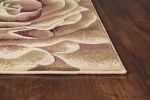 3' X 5' Ivory Brown And Red Floral Area Rug