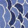 8' Blue Ivory And Green Fish Hand Tufted Runner Rug