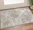 3' X 5' Sand And Light Blue Geometric Distressed Area Rug