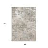 3' X 5' Sand And Light Blue Geometric Distressed Area Rug