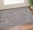 3' X 5' Blue And Beige Wool Chevron Hand Tufted Area Rug
