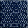 3' X 5' Navy Blue And Ivory Geometric Hand Hooked Area Rug