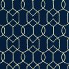 3' X 5' Navy Blue And Ivory Geometric Hand Hooked Area Rug