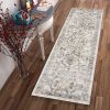 7' Ivory And Gray Floral Medallion Distressed Runner Rug