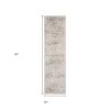 8' Ivory And Brown Floral Medallion Runner Rug