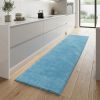 8' Blue Hand Woven Runner Rug