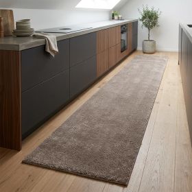 8' Beige Plain Runner Rug
