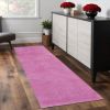 8' Hot Pink Shag Hand Woven Runner Rug