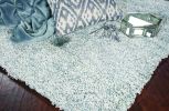 3' X 5' Slate Blue And Ivory Abstract Shag Hand Woven Area Rug