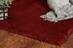 3' X 5' Red Shag Hand Woven Area Rug