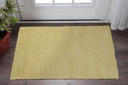 3' X 5' Canary Yellow Shag Hand Woven Area Rug