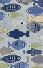 3' X 5' Blue Ivory And Green Fish Hand Tufted Area Rug