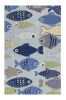 3' X 5' Blue Ivory And Green Fish Hand Tufted Area Rug