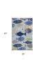 3' X 5' Blue Ivory And Green Fish Hand Tufted Area Rug
