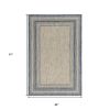 5' X 8'  Grey Or  Denim Bordered Uv Treated Area Rug