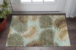 3' X 4' Aqua And Brown Wool Botanical Leaves Hand Tufted Area Rug