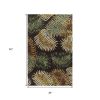 3' X 4' Espresso Beige And Green Wool Botanical Leaves Hand Tufted Area Rug