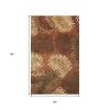 3' X 4' Rust Orange And Green Wool Botanical Leaves Hand Tufted Area Rug