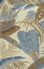 2' X 4' Ivory Blue And Brown Wool Tropical Botanical Hand Tufted Area Rug