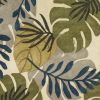 3' X 4' Ivory Green And Blue Wool Botanical Leaves Hand Tufted Area Rug
