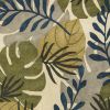 3' X 4' Ivory Green And Blue Wool Botanical Leaves Hand Tufted Area Rug