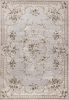 5' X 8' Light Gray Green And Tan Floral Medallion Area Rug
