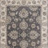 5' X 8' Gray And Ivory Floral Medallion Area Rug