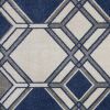 5' X 8' Blue Ivory And Gray Geometric Area Rug
