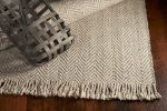 3' X 5' Beige And Gray Wool Chevron Hand Woven Area Rug