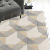 7' Ivory Gray And Cream Wool Geometric Hand Tufted Runner Rug