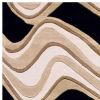 7' Beige And Black Wool Abstract Hand Tufted Runner Rug