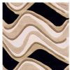 7' Beige And Black Wool Abstract Hand Tufted Runner Rug
