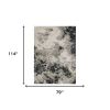 7' X 10' Silver And Black Abstract Area Rug
