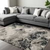 7' X 10' Silver And Black Abstract Area Rug