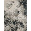 7' X 10' Silver And Black Abstract Area Rug
