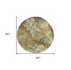 5' Moss Green And Yellow Wool Tropical Botanical Hand Tufted Round Rug