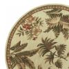 5' Ivory Green And Brown Wool Tropical Botanical Hand Tufted Round Rug
