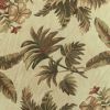 5' Ivory Green And Brown Wool Tropical Botanical Hand Tufted Round Rug