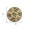 5' Ivory Green And Brown Wool Tropical Botanical Hand Tufted Round Rug