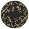 5' Black Green And Brown Wool Tropical Botanical Hand Tufted Round Rug