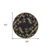 5' Black Green And Brown Wool Tropical Botanical Hand Tufted Round Rug