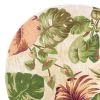 6' Beige Green And Pink Wool Botanical Leaves Hand Tufted Round Rug