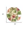 6' Beige Green And Pink Wool Botanical Leaves Hand Tufted Round Rug