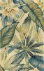 5' Ivory Teal And Green Wool Tropical Botanical Hand Tufted Round Rug
