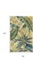5' Ivory Teal And Green Wool Tropical Botanical Hand Tufted Round Rug