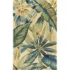 5' Ivory Teal And Green Wool Tropical Botanical Hand Tufted Round Rug
