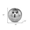 12" Silver Buffed Aluminum Decorative Orb Tabletop Sculpture
